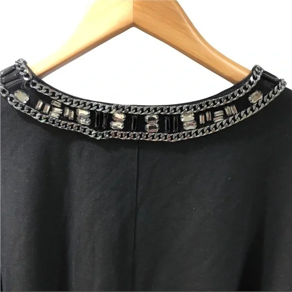 Seven by Melissa McCarthy Jeweled Neck Top 3/4 Length Sleeve Black Size 3X - Picture 6 of 10